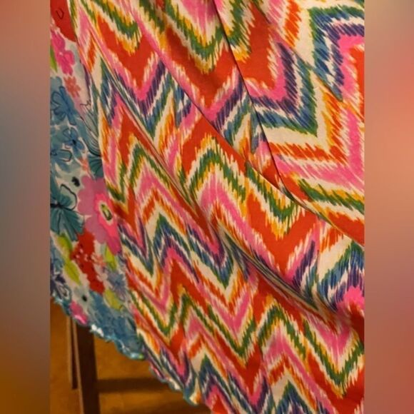 Medium 10/12 Madison Q Reversible Flared Floral ChevronSleeveless A Line Dress - Picture 9 of 14